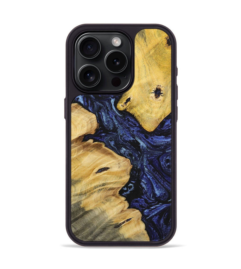 iPhone 15 Pro Wood+Resin Phone Case - Yvette (Blue, 699132)