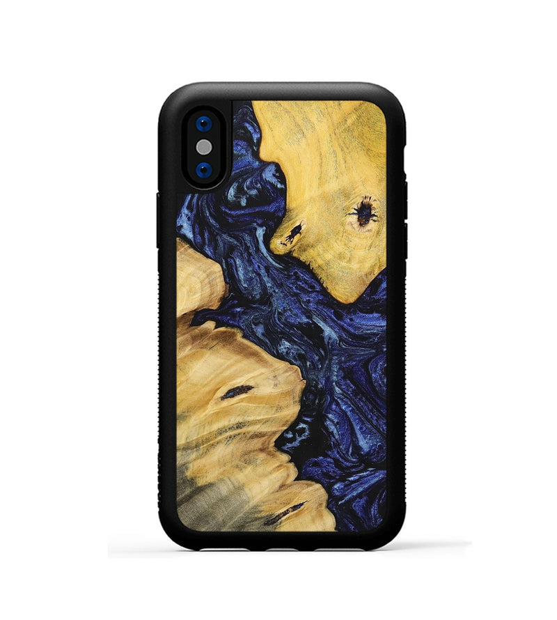 iPhone Xs Wood+Resin Phone Case - Yvette (Blue, 699132)