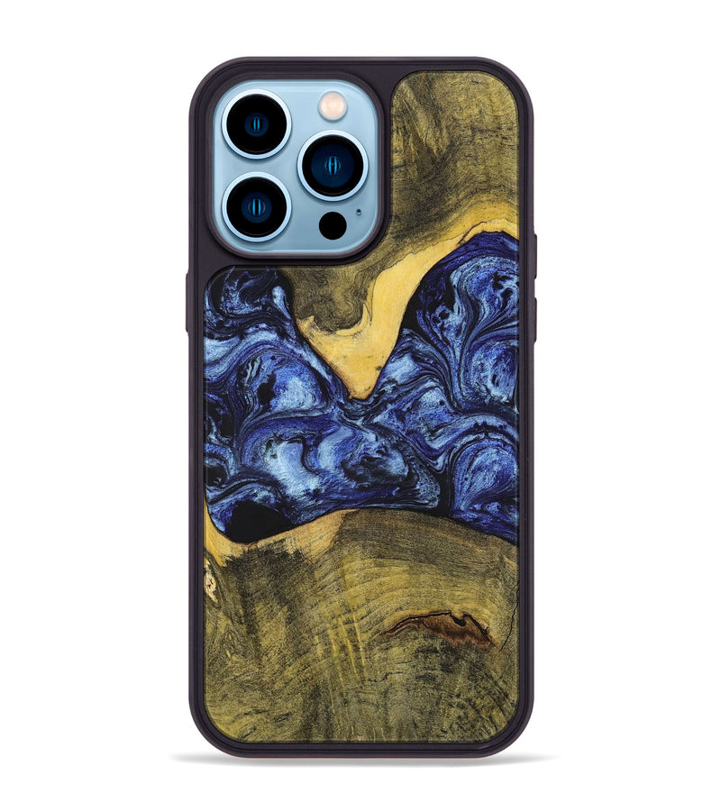 iPhone 14 Pro Max Wood+Resin Phone Case - Josue (Blue, 699140)