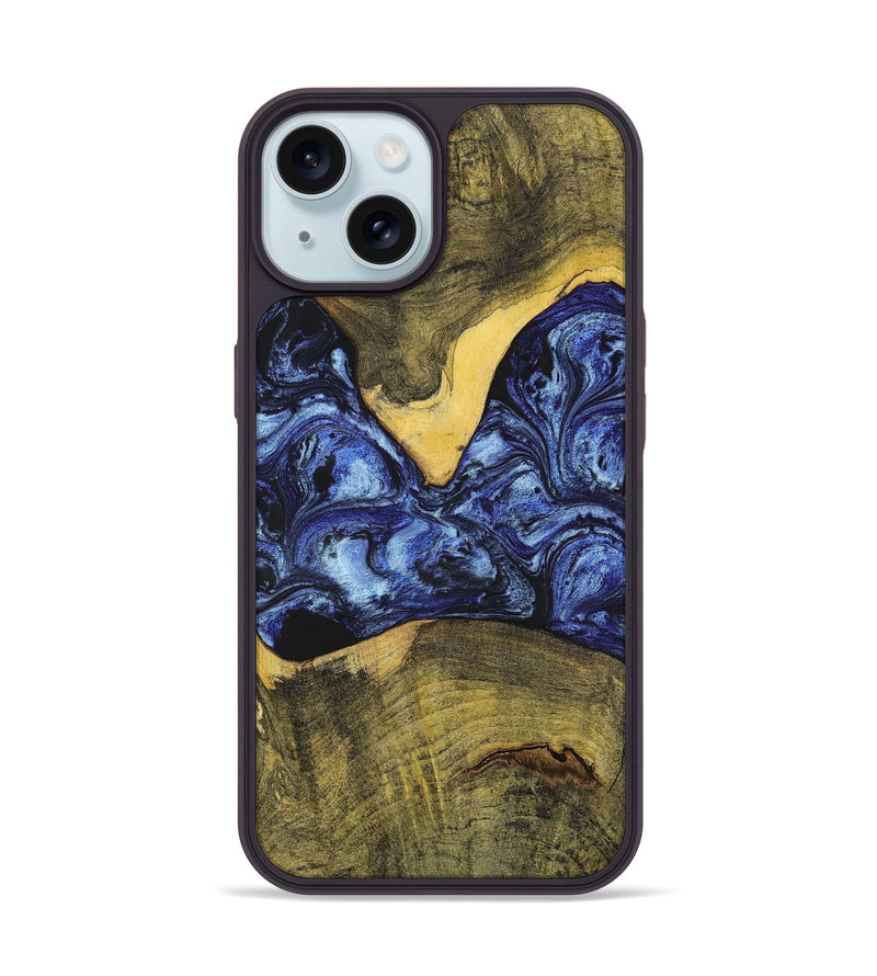 iPhone 15 Wood+Resin Phone Case - Josue (Blue, 699140)