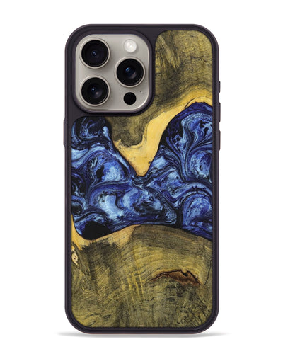 iPhone 15 Pro Max Wood+Resin Phone Case - Josue (Blue, 699140)