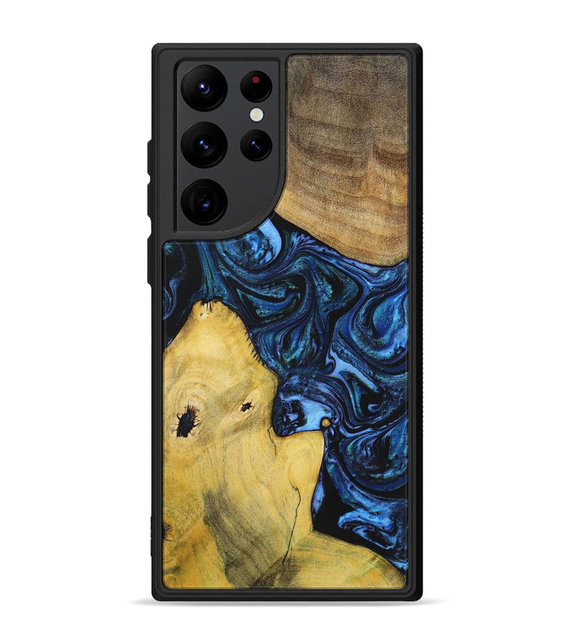 Galaxy S22 Ultra Wood+Resin Phone Case - Dennis (Blue, 699141)