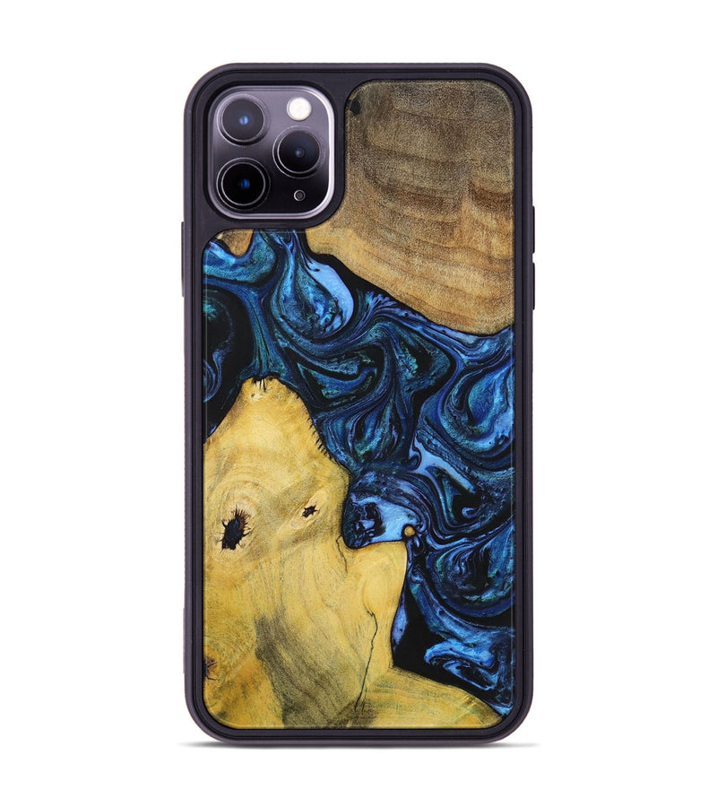 iPhone 11 Pro Max Wood+Resin Phone Case - Dennis (Blue, 699141)