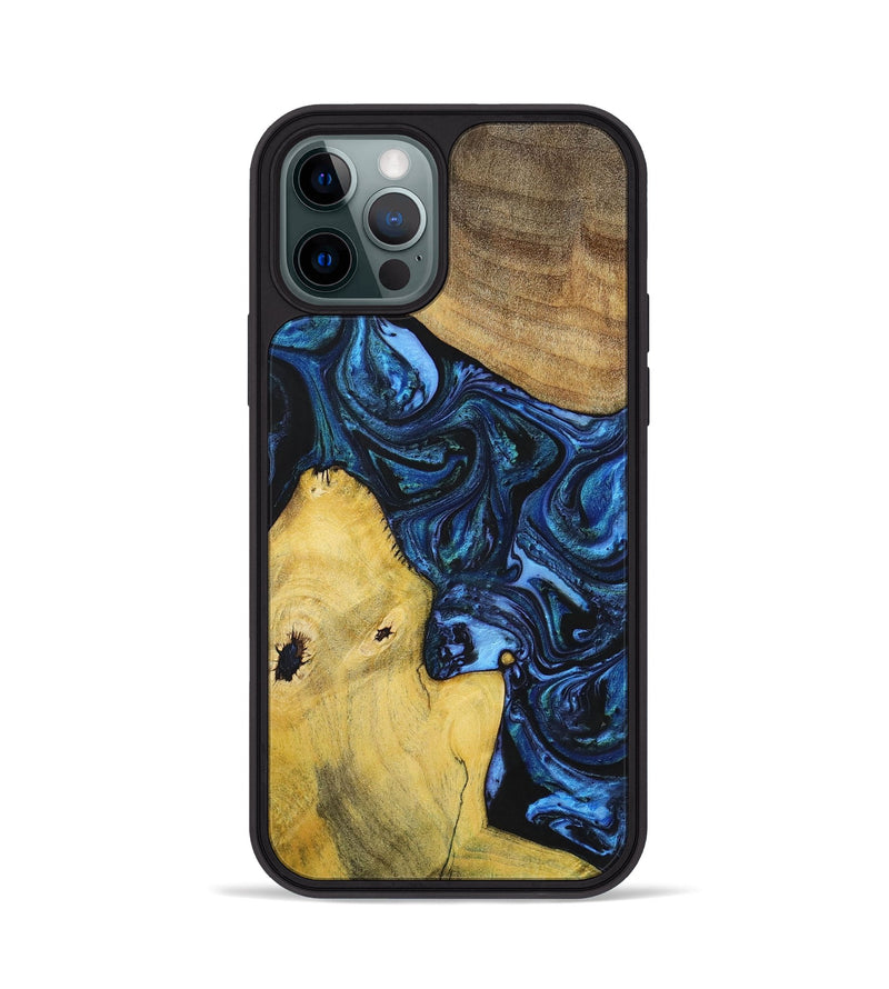 iPhone 12 Pro Wood+Resin Phone Case - Dennis (Blue, 699141)