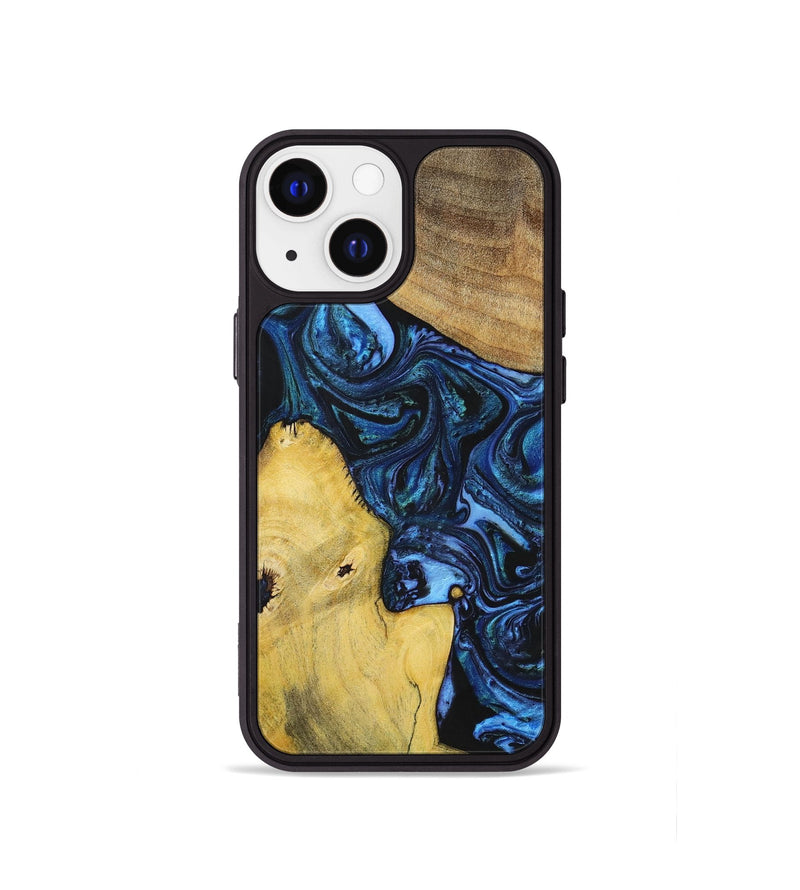 iPhone 13 mini Wood+Resin Phone Case - Dennis (Blue, 699141)