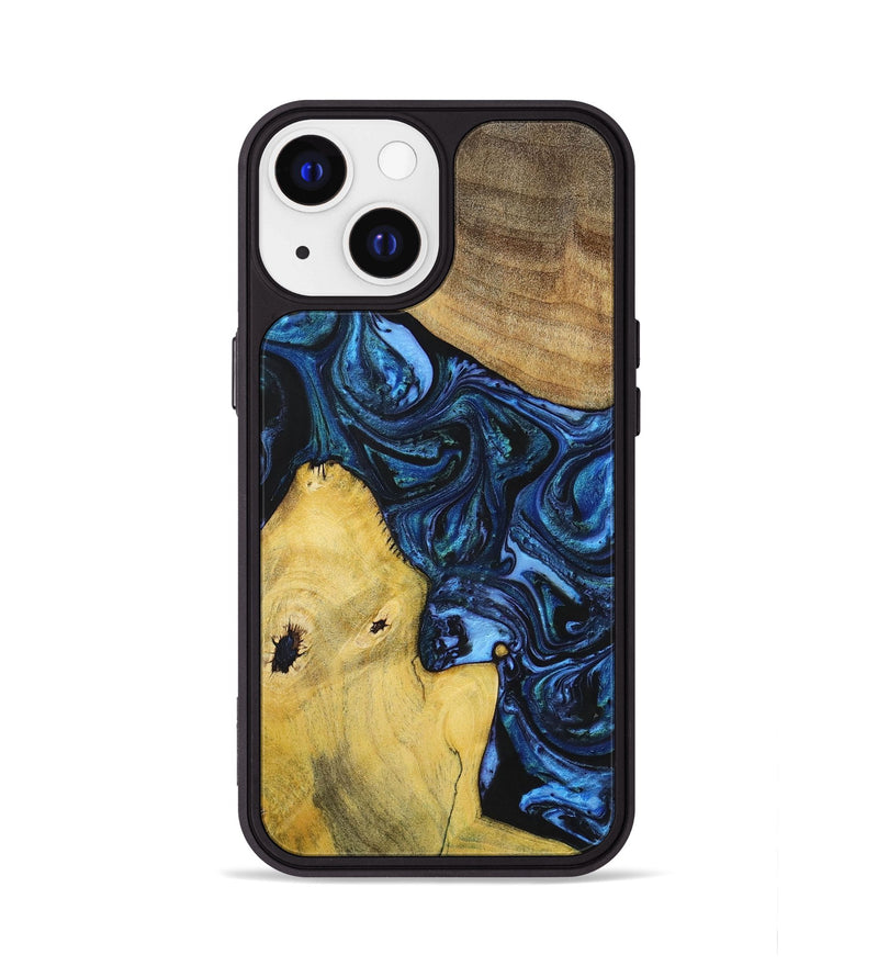 iPhone 13 Wood+Resin Phone Case - Dennis (Blue, 699141)