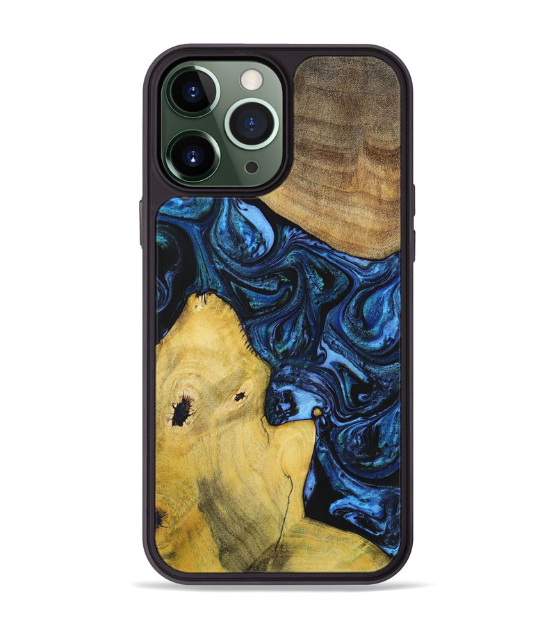 iPhone 13 Pro Max Wood+Resin Phone Case - Dennis (Blue, 699141)
