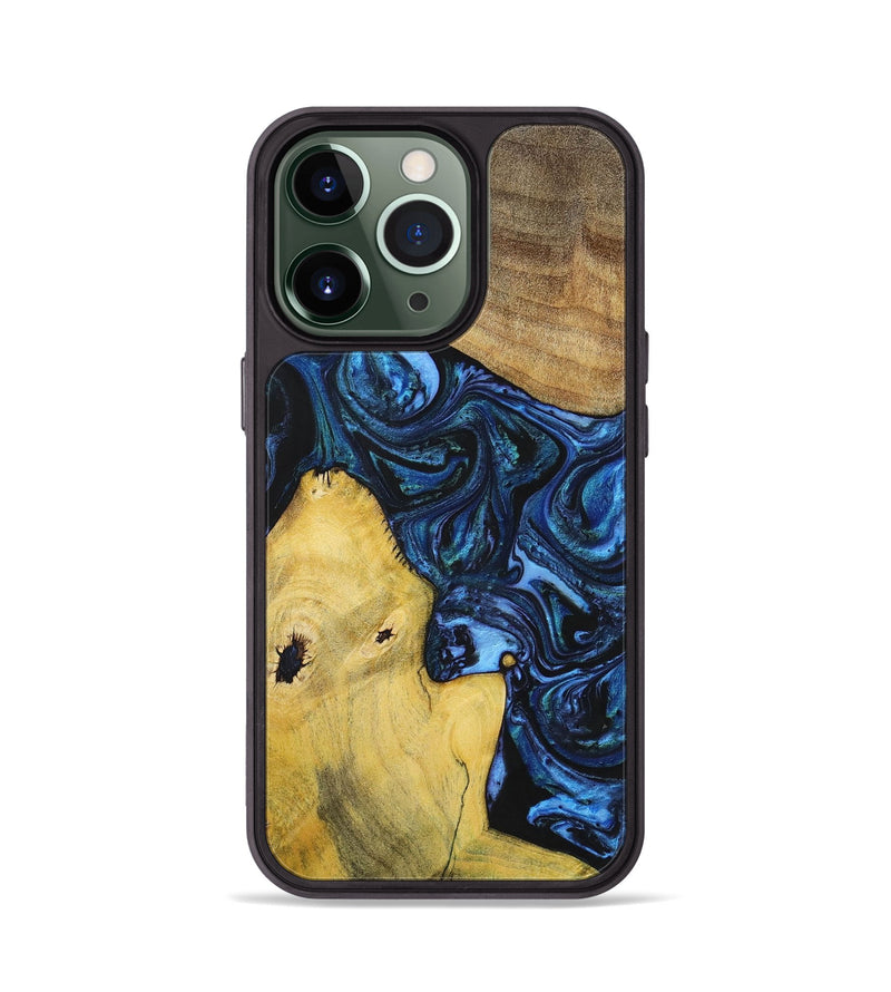 iPhone 13 Pro Wood+Resin Phone Case - Dennis (Blue, 699141)