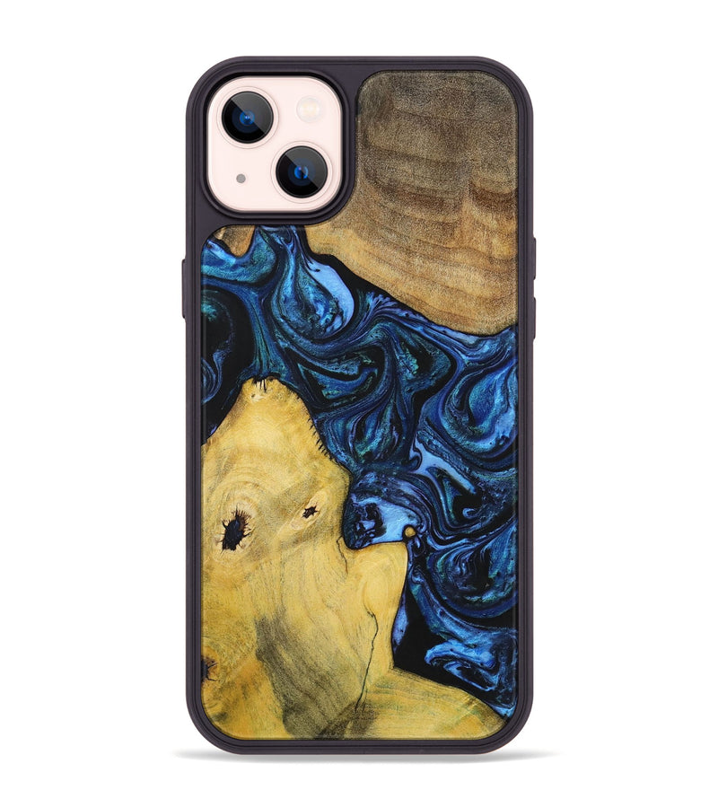 iPhone 14 Plus Wood+Resin Phone Case - Dennis (Blue, 699141)