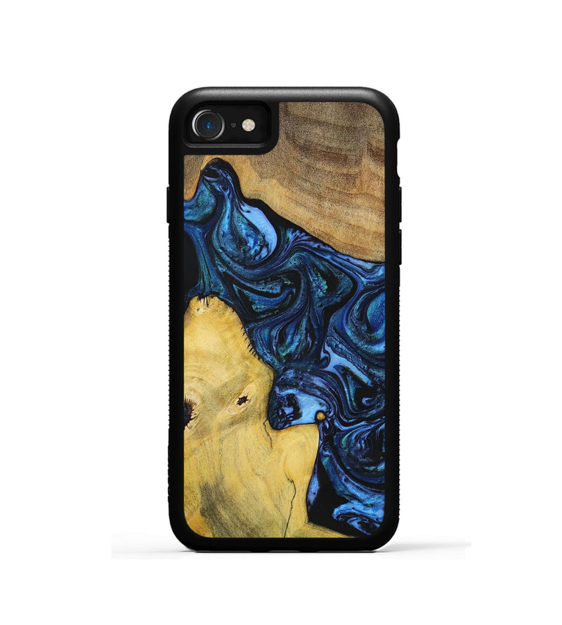iPhone SE Wood+Resin Phone Case - Dennis (Blue, 699141)