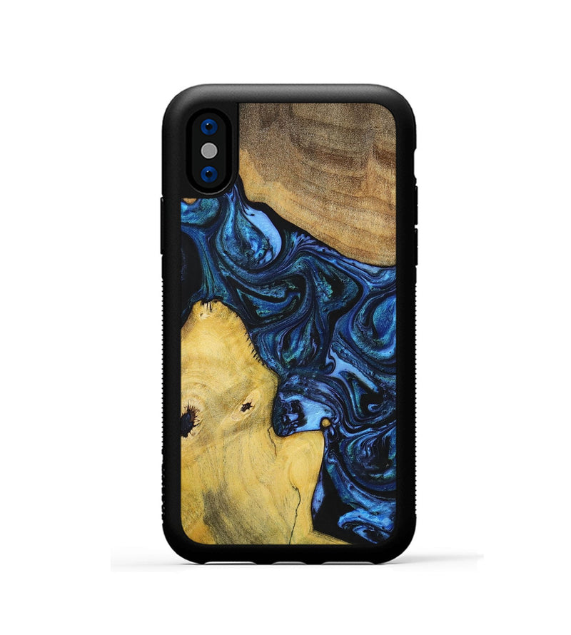 iPhone Xs Wood+Resin Phone Case - Dennis (Blue, 699141)