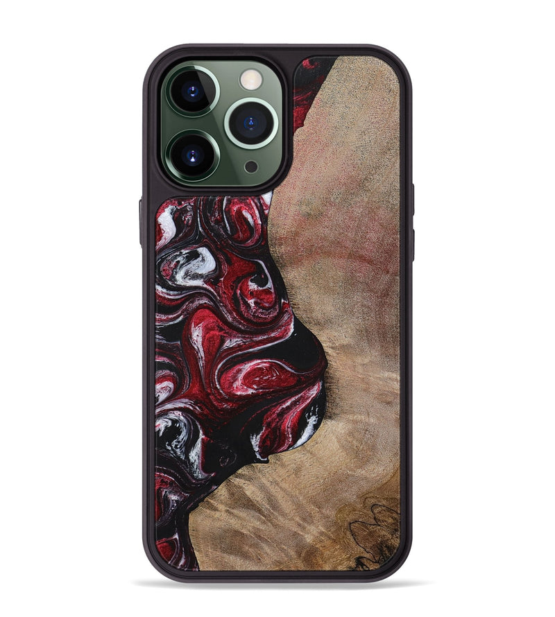 iPhone 13 Pro Max Wood+Resin Phone Case - Larry (Red, 699155)