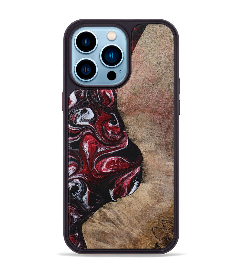 iPhone 14 Pro Max Wood+Resin Phone Case - Larry (Red, 699155)