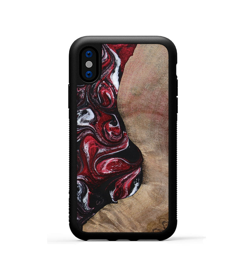 iPhone Xs Wood+Resin Phone Case - Larry (Red, 699155)