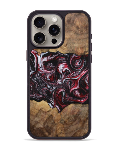 iPhone 15 Pro Max Wood+Resin Phone Case - Santiago (Red, 699159)
