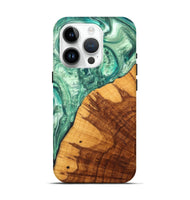 iPhone 15 Pro Wood+Resin Live Edge Phone Case - Alejandra (Green, 699165)