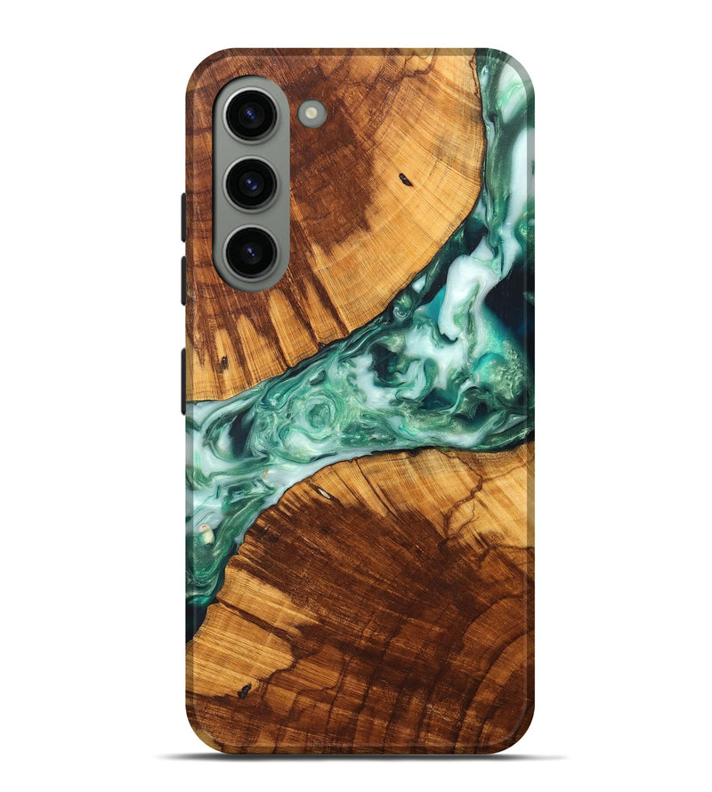 Galaxy S23 Plus Wood+Resin Live Edge Phone Case - Isabelle (Green, 699166)