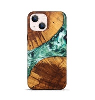 iPhone 13 mini Wood+Resin Live Edge Phone Case - Isabelle (Green, 699166)