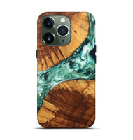 iPhone 13 Pro Wood+Resin Live Edge Phone Case - Isabelle (Green, 699166)