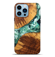 iPhone 14 Pro Max Wood+Resin Live Edge Phone Case - Isabelle (Green, 699166)