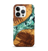 iPhone 15 Pro Wood+Resin Live Edge Phone Case - Isabelle (Green, 699166)