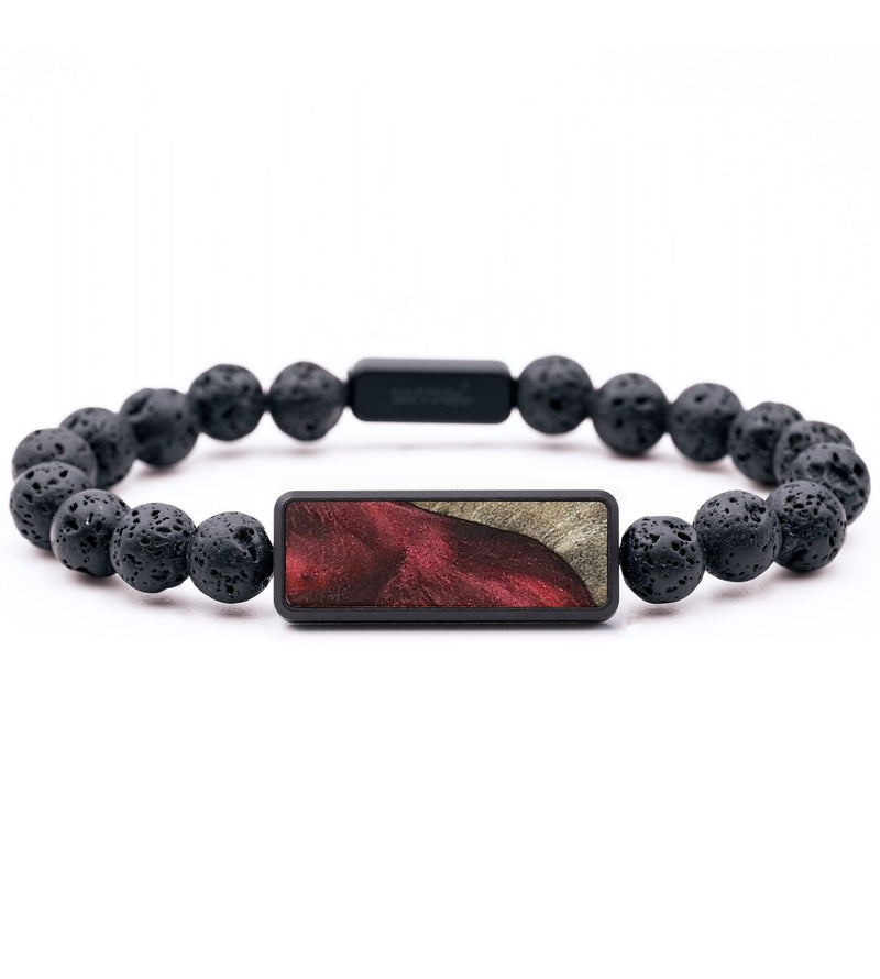 Lava Bead Wood+Resin Bracelet - Kiana (Red, 699176)