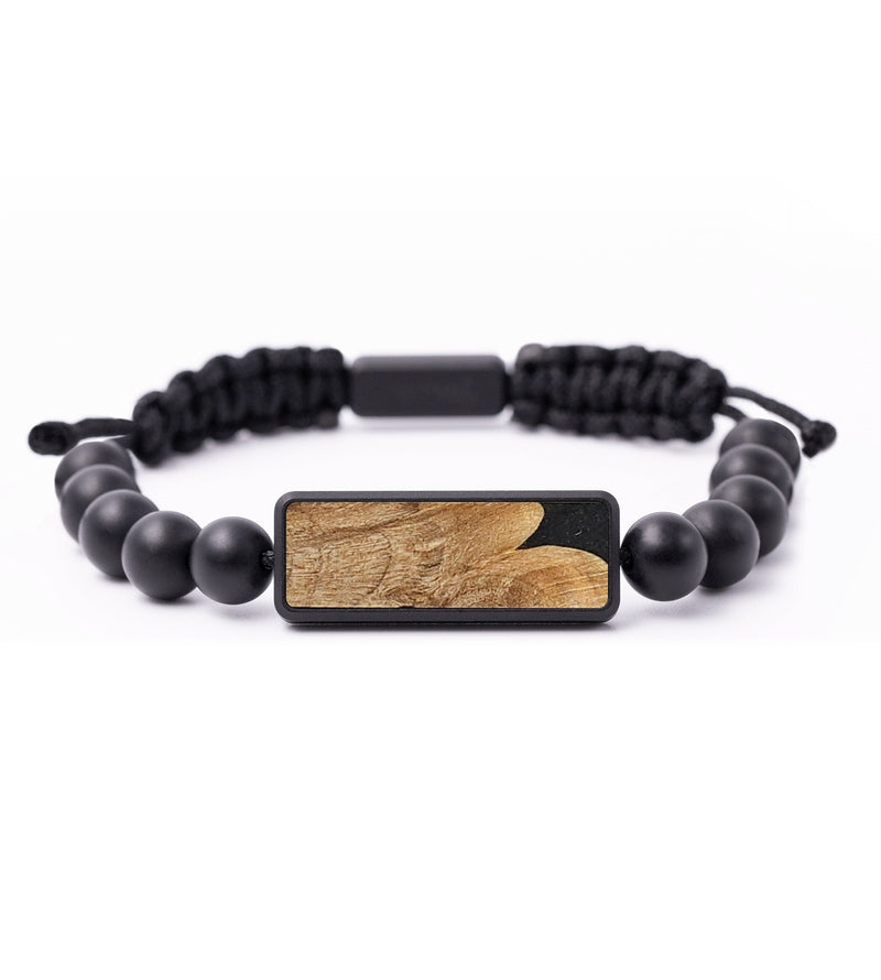 Onyx Bead Wood+Resin Bracelet - Larry (Pure Black, 699187)