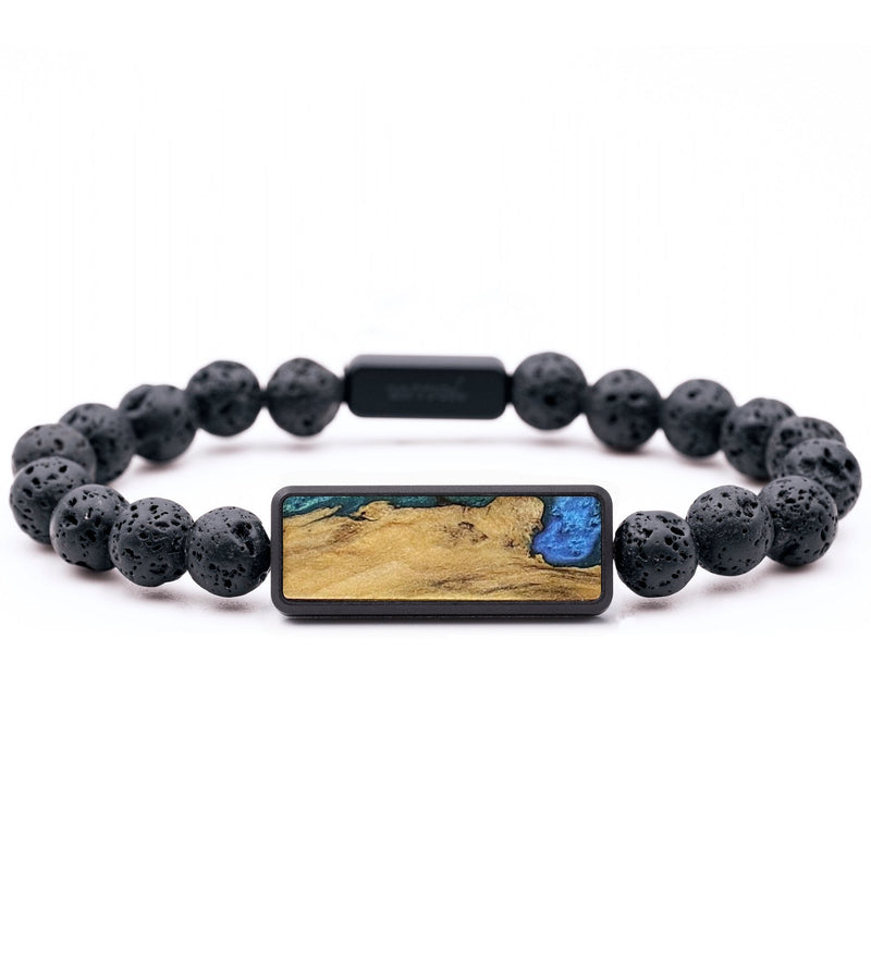 Lava Bead Wood+Resin Bracelet - Kaylani (Blue, 699224)