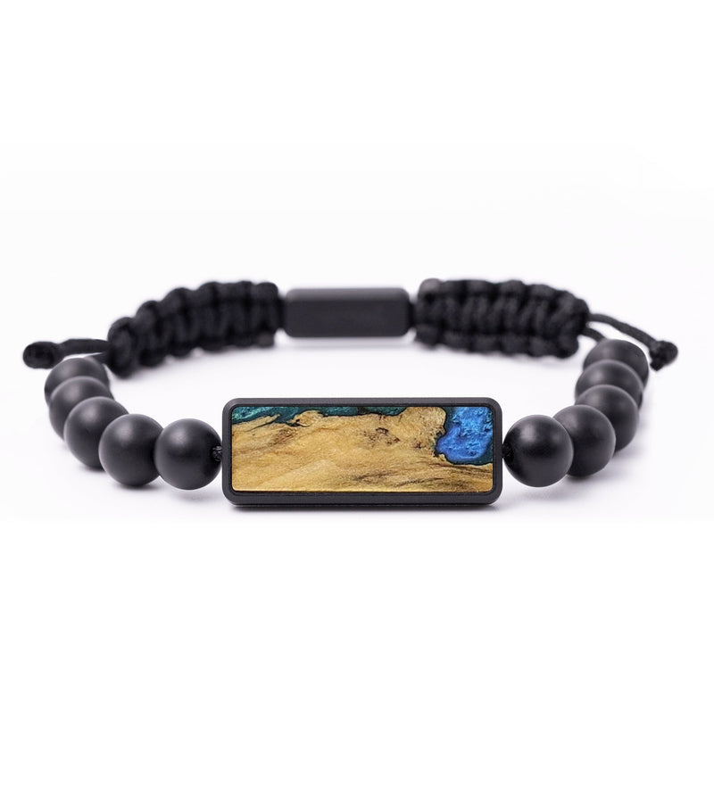 Onyx Bead Wood+Resin Bracelet - Kaylani (Blue, 699224)