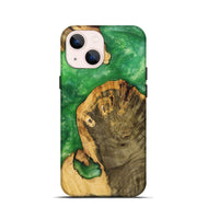 iPhone 13 mini Wood+Resin Live Edge Phone Case - Eduardo (Green, 699448)