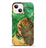 iPhone 14 Plus Wood+Resin Live Edge Phone Case - Eduardo (Green, 699448)
