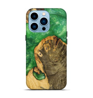 iPhone 14 Pro Wood+Resin Live Edge Phone Case - Eduardo (Green, 699448)