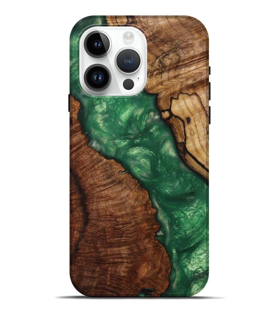 iPhone 15 Pro Max Wood+Resin Live Edge Phone Case - Marisol (Green, 699449)