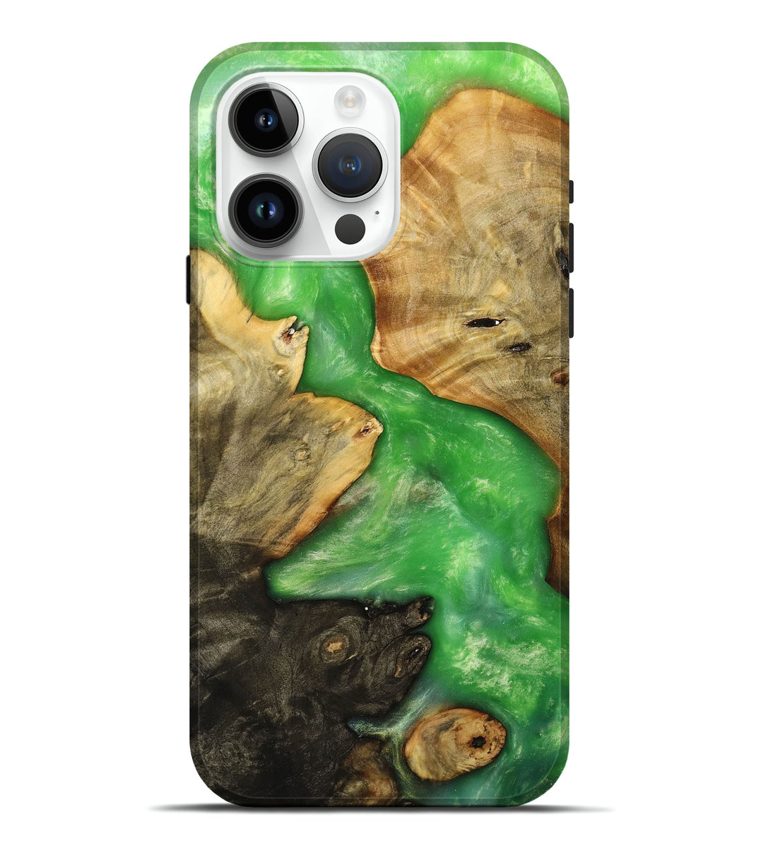 iPhone 15 Pro Max Wood+Resin Live Edge Phone Case - Nolan (Green, 699450)