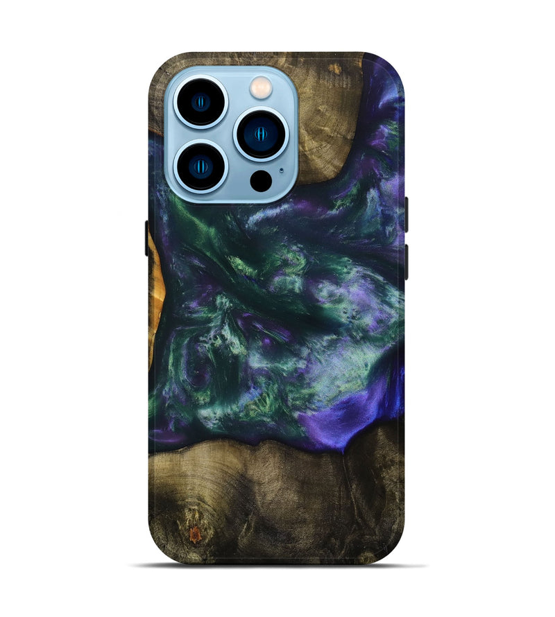 iPhone 14 Pro Wood+Resin Live Edge Phone Case - Candice (Purple, 699452)