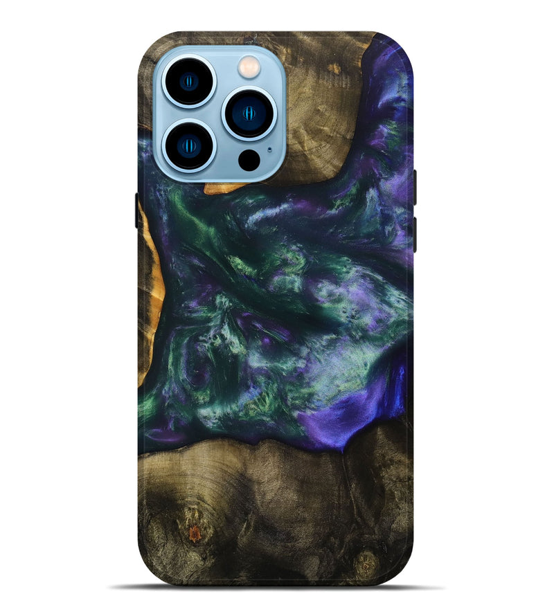 iPhone 14 Pro Max Wood+Resin Live Edge Phone Case - Candice (Purple, 699452)