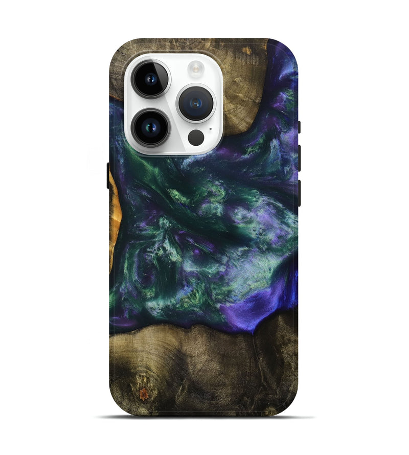 iPhone 15 Pro Wood+Resin Live Edge Phone Case - Candice (Purple, 699452)