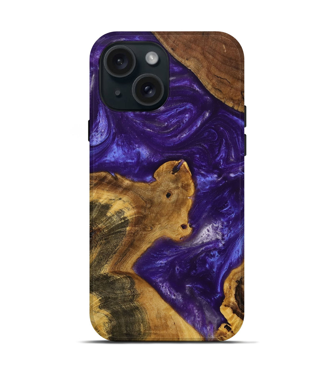iPhone 15 Wood+Resin Live Edge Phone Case - Mathew (Purple, 699453)