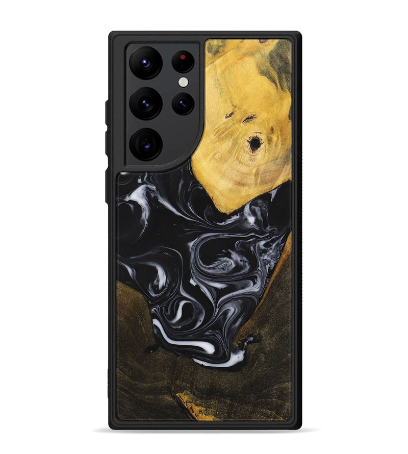 Galaxy S22 Ultra Wood+Resin Phone Case - William (Black & White, 699551)
