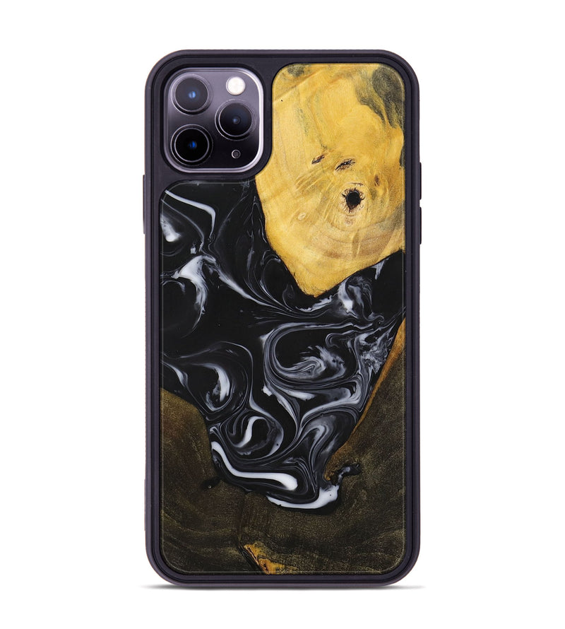 iPhone 11 Pro Max Wood+Resin Phone Case - William (Black & White, 699551)