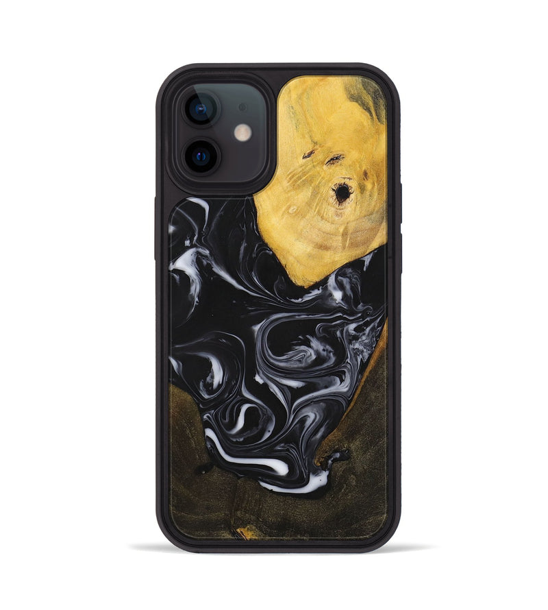 iPhone 12 Wood+Resin Phone Case - William (Black & White, 699551)