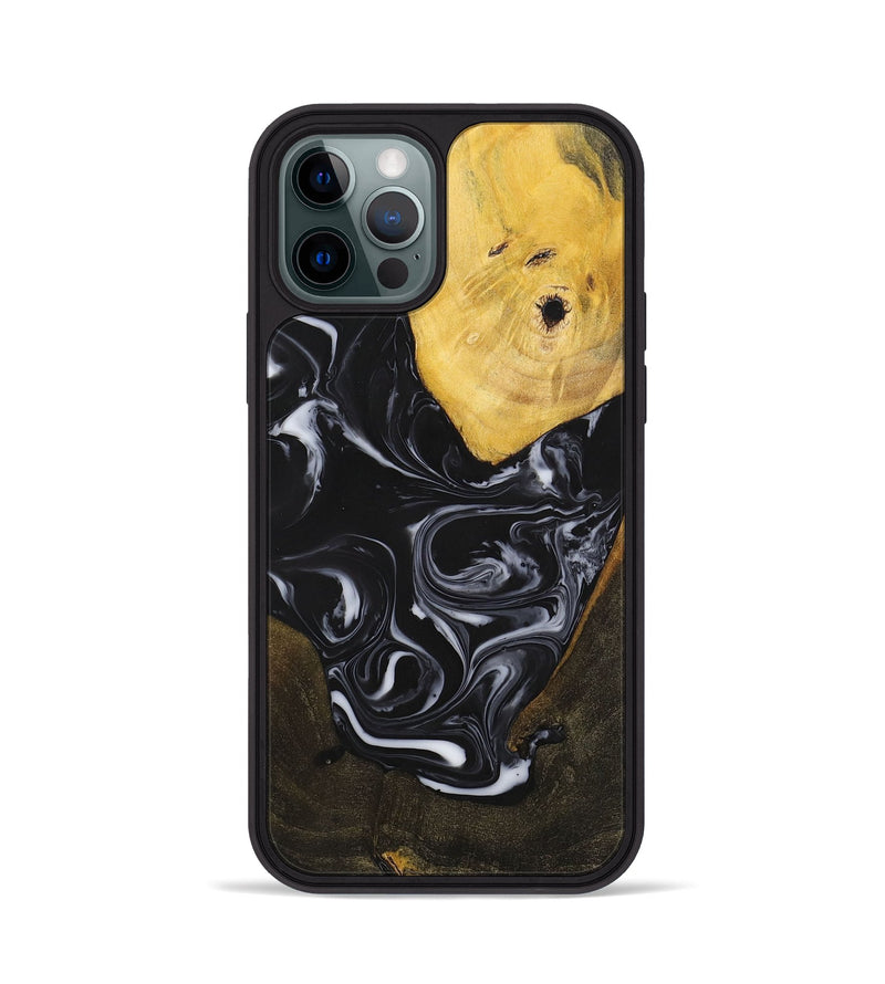 iPhone 12 Pro Wood+Resin Phone Case - William (Black & White, 699551)