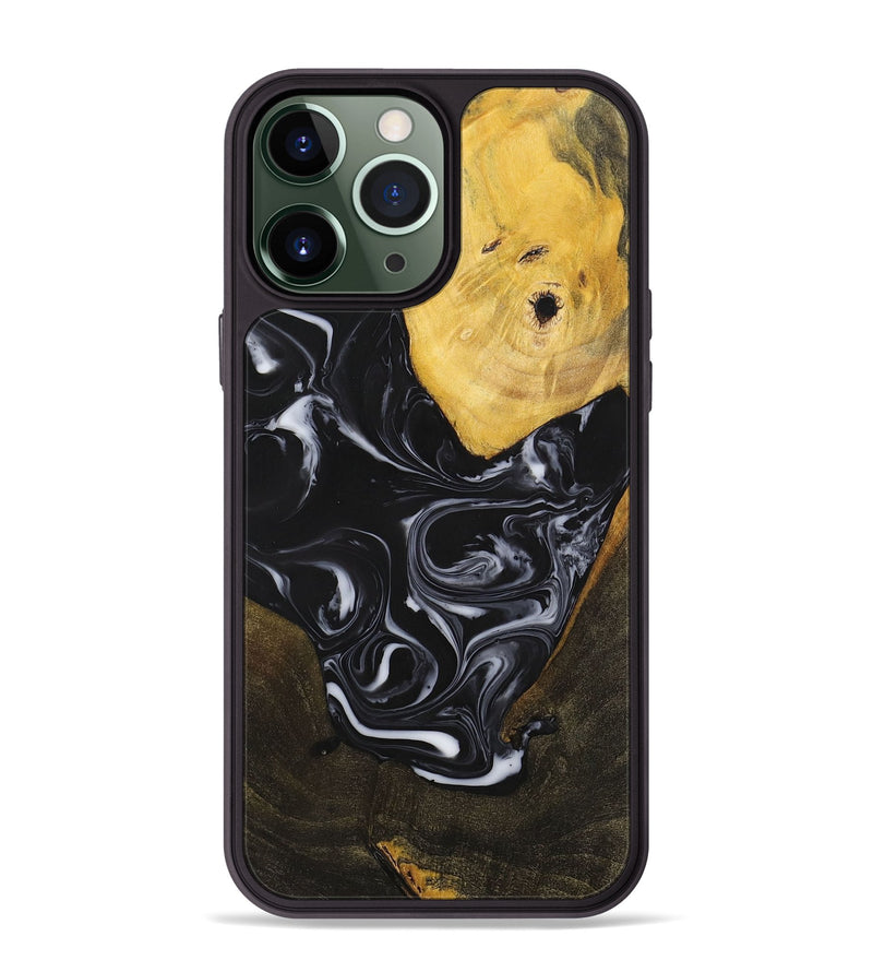 iPhone 13 Pro Max Wood+Resin Phone Case - William (Black & White, 699551)