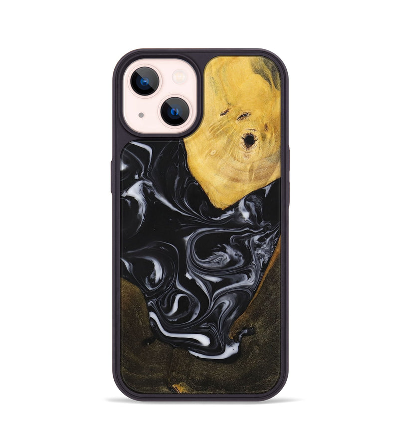 iPhone 14 Wood+Resin Phone Case - William (Black & White, 699551)