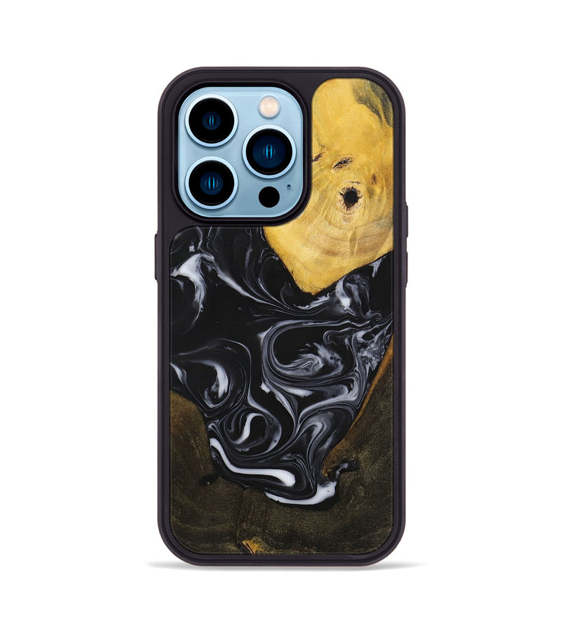 iPhone 14 Pro Wood+Resin Phone Case - William (Black & White, 699551)