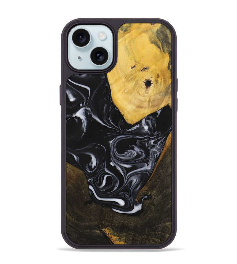 iPhone 15 Plus Wood+Resin Phone Case - William (Black & White, 699551)