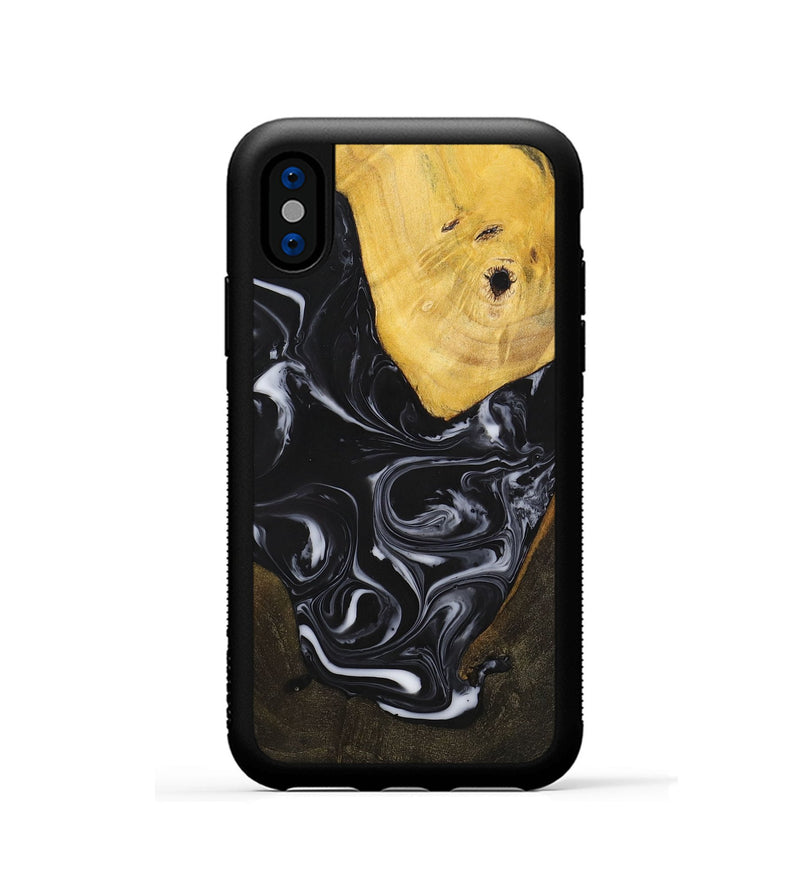 iPhone Xs Wood+Resin Phone Case - William (Black & White, 699551)