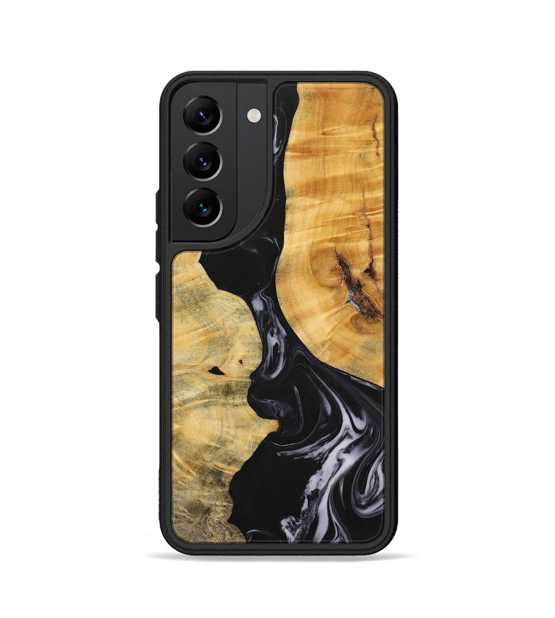 Galaxy S22 Wood+Resin Phone Case - Jasmine (Black & White, 699555)