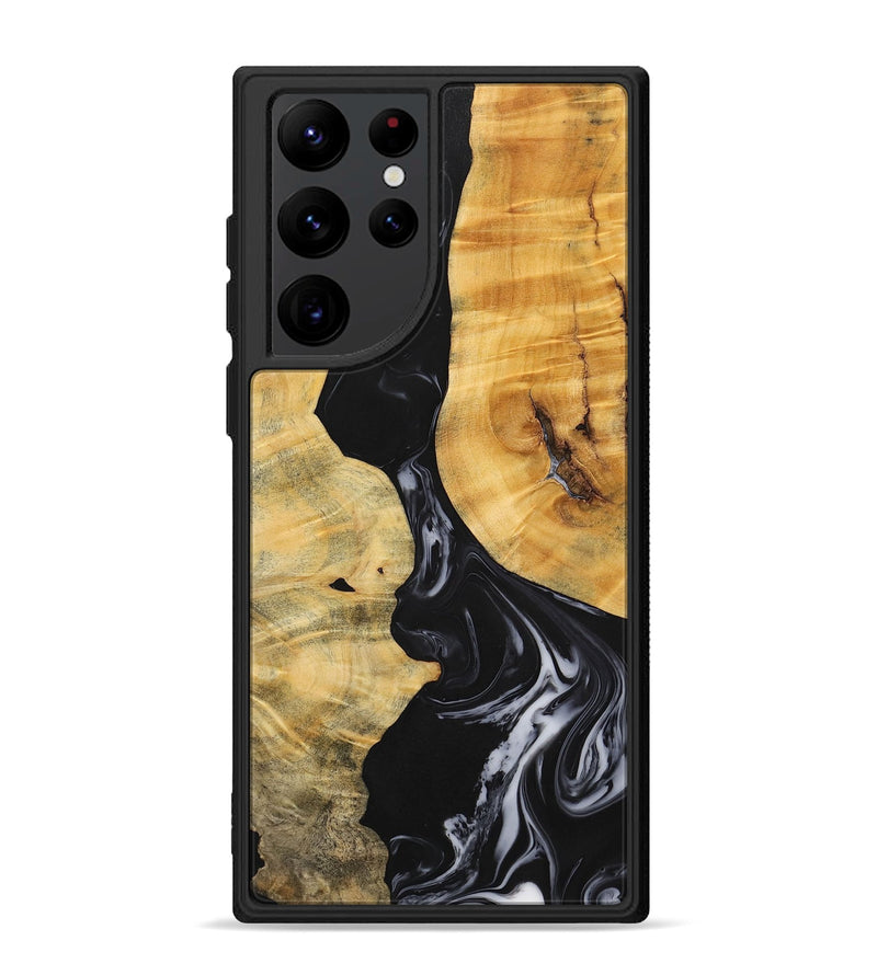 Galaxy S22 Ultra Wood+Resin Phone Case - Jasmine (Black & White, 699555)