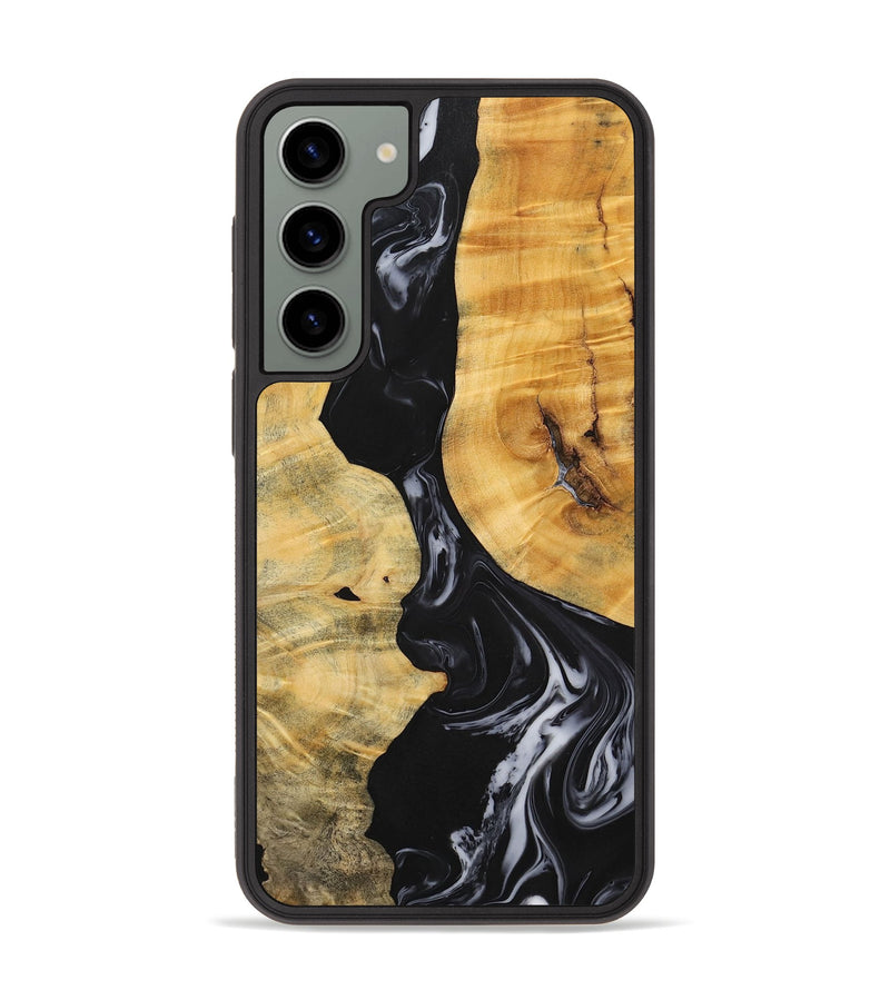 Galaxy S23 Plus Wood+Resin Phone Case - Jasmine (Black & White, 699555)